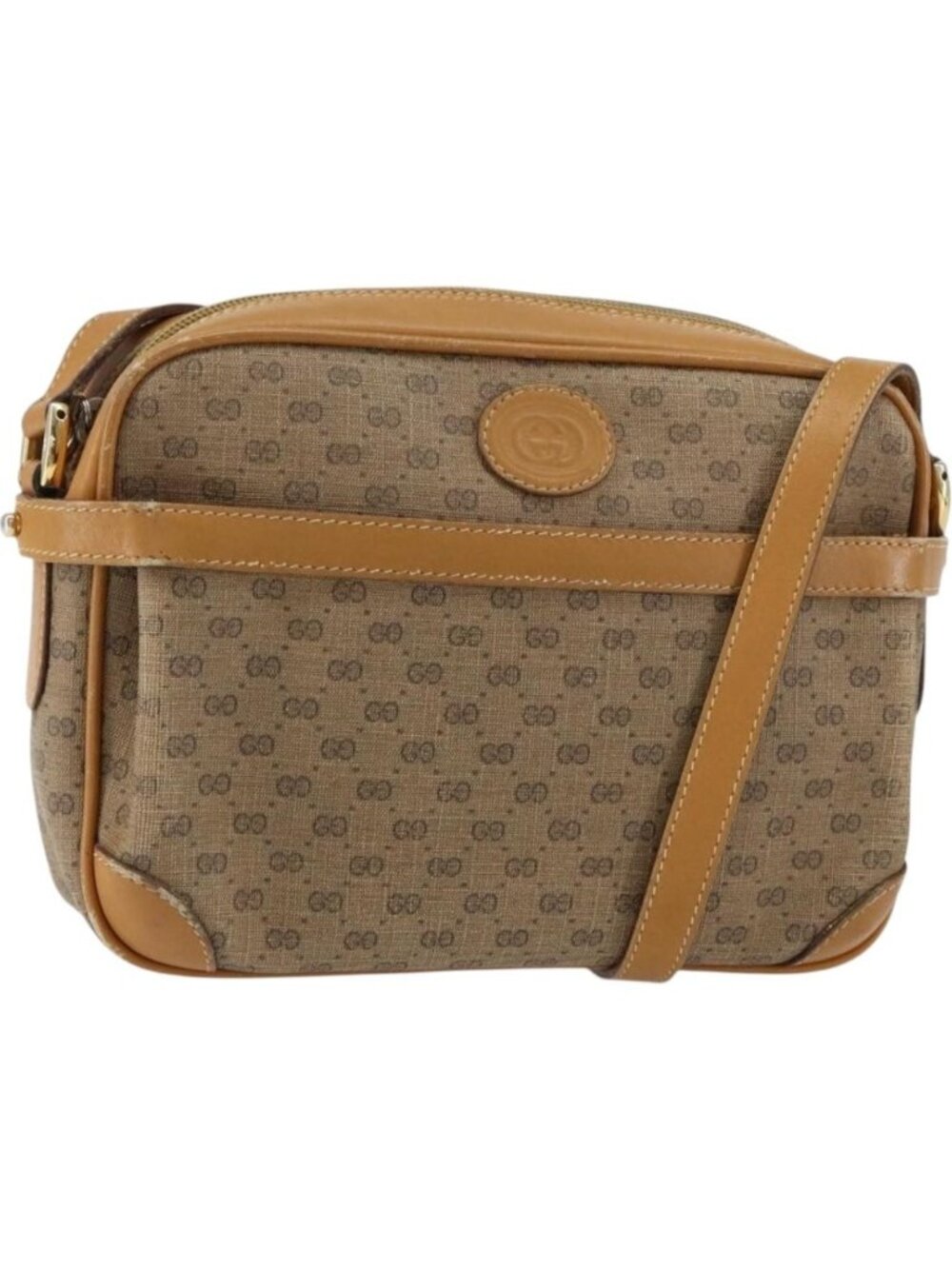 GUCCI Micro GG Supreme Shoulder Bag PVC Gold Beige 007 084 0092